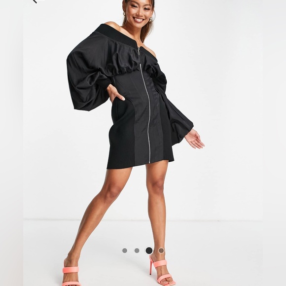 ASOS Elegant Black Off-Shoulder Dress - Picture 1 of 3